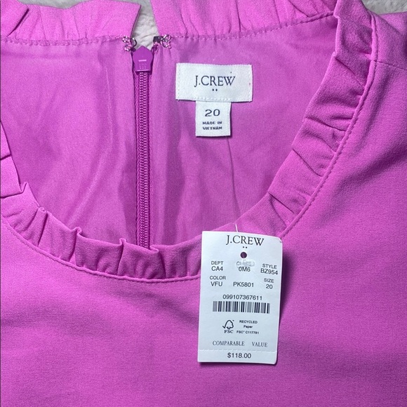 J. Crew Vibrant Pink Ruffle Sleeve Mini Dress - Picture 2 of 13